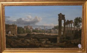 Unbekannter Künstler (wohl 18. Jh.), Ansicht des Forum Romanum, Öl/Lw., ca. 50 x 86 cm,