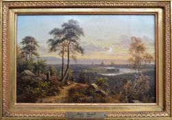 Castell, Johann Anton (1810 - 1867), Ansicht von Dresden, Öl/Lw., li. u. sign., ca. 16 x 24 cm, in