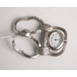 Damenarmbanduhr "Anker 85" (im Stil der 1970er Jahre), Fassung u. Band 800 Silber, massiv, ovales