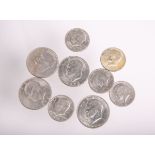 Konvolut von 9 USA-Münzen "Liberty", bestehend aus: 1x Half Dollar "Kennedy" 1967, 4x Half Dollar "