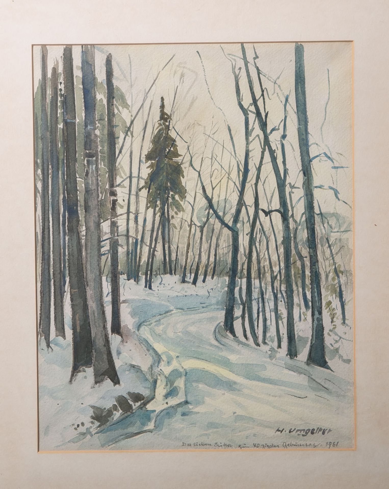 Umgelter, Hermann Ludwig (1891 - 1962), winterliche Waldlandschaft, Aquarell, re. u. sign. u. dat.