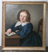 Unbekannter Künstler (wohl 19. Jh.), Portrait eines Jungen beim Lernen