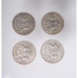 Konvolut von 4x 5-Mark-Münzen "Freie u. Hansestadt Hamburg" (Deutsches Reich)