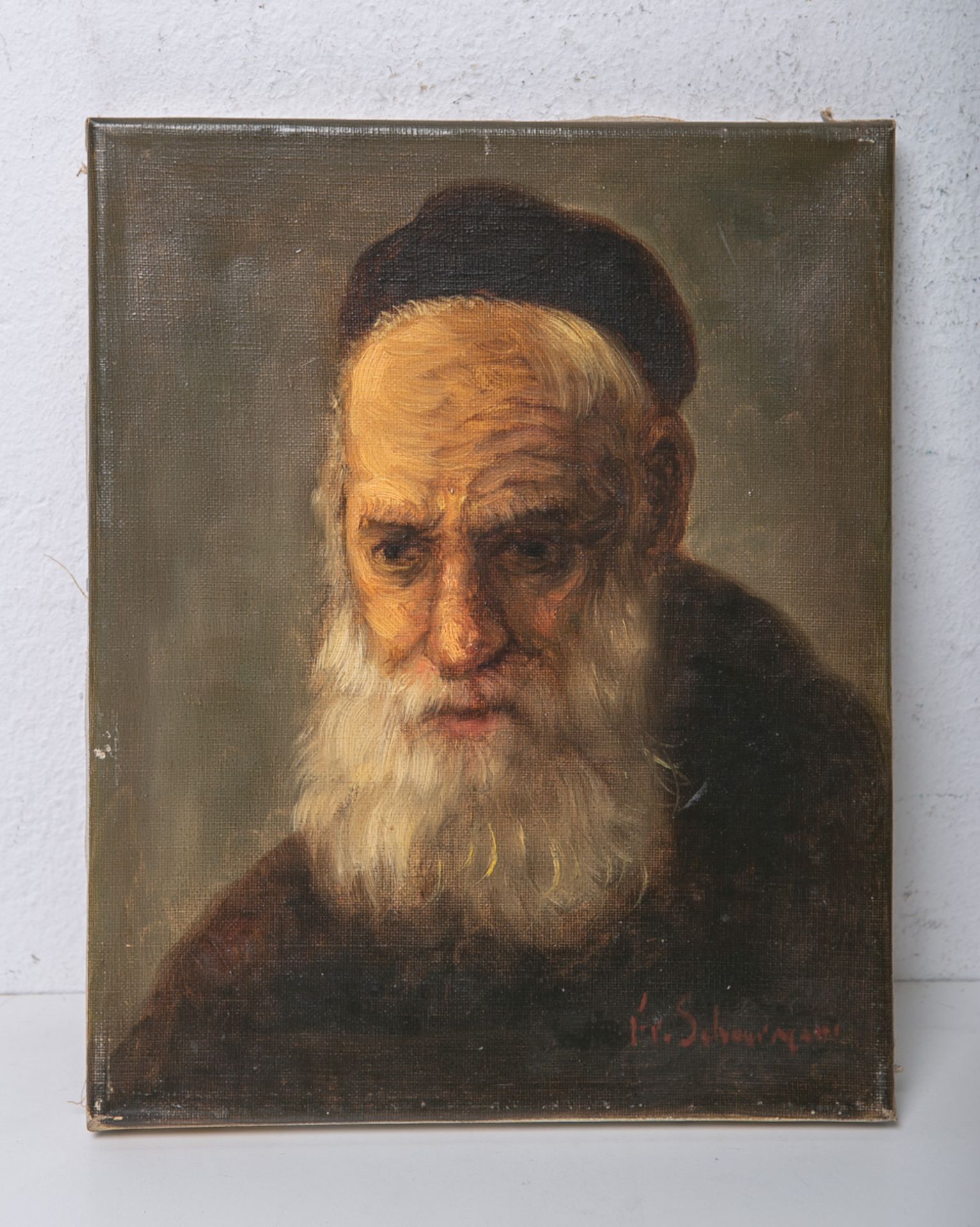 Unbekannter Künstler (wohl 20. Jh.), Portrait eines Rabbiners