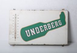 Werbeschild "Underberg" m. Thermometer, ca. 38 x 65 cm.