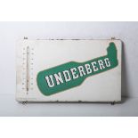 Werbeschild "Underberg" m. Thermometer, ca. 38 x 65 cm.