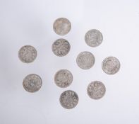 Konvolut von 10 1/2-Mark-Münzen (Kaiserreich)