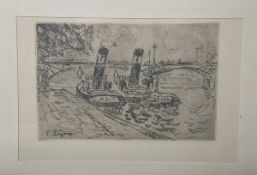 Signac, Paul (1863 - 1935), "Le Pont des Arts avec remorqueurs"
