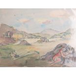 Geissler, Senta (1902 - 2000), Landschaft mit schlafendem Paar