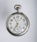 Eisenbahnertaschenuhr von "Doxa" aus Silber (wohl 19./20. Jh.)