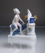 Jugendstil-Figurengruppe "Venus mit Kakadu" (Rosenthal, Selb, Kriegsmarke, 1914-17), Entw.: Adolf Op