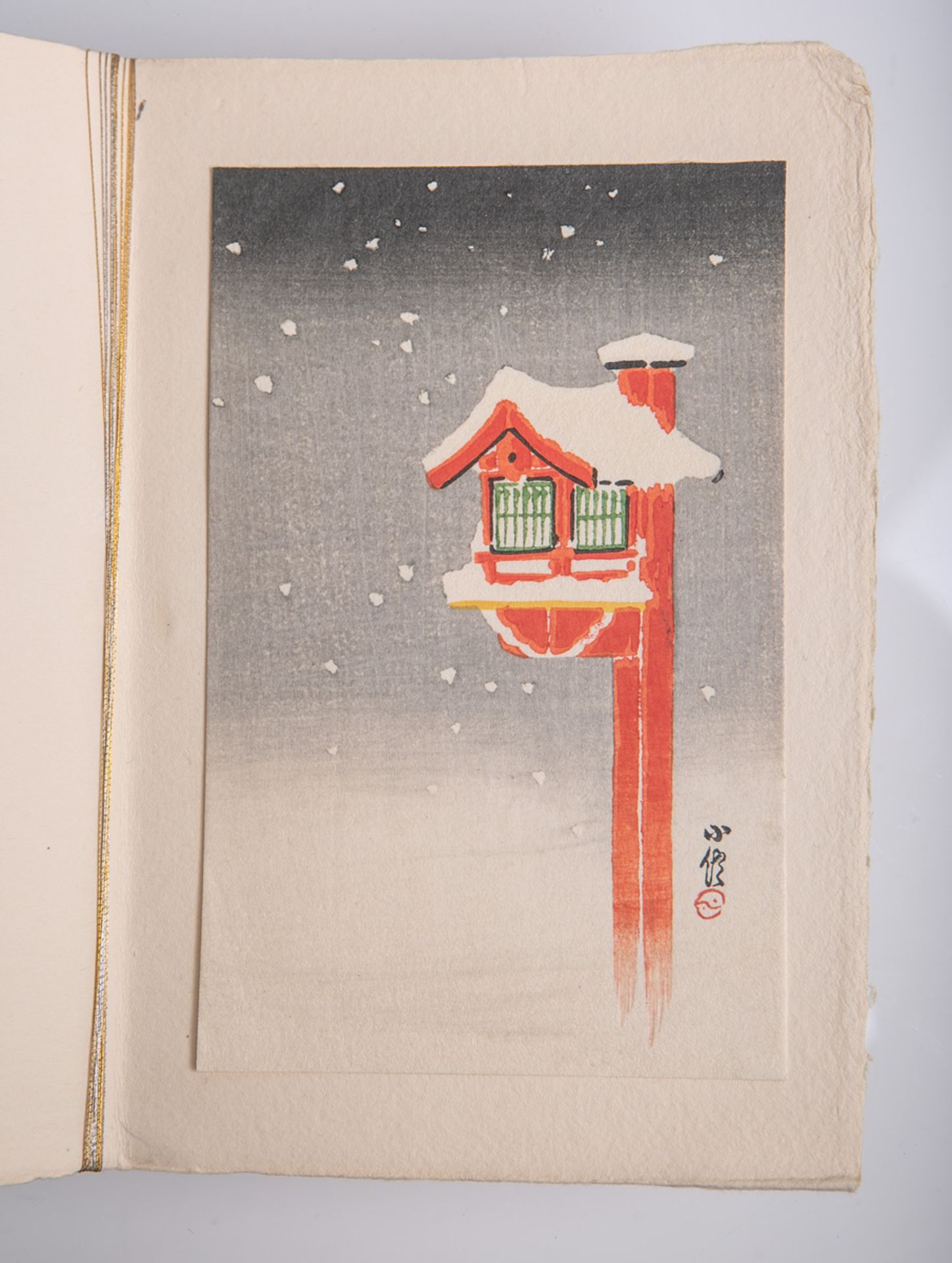Unbekannter Künstler (Japan, Alter unbekannt), Darst. eines Wachturmes im Winter