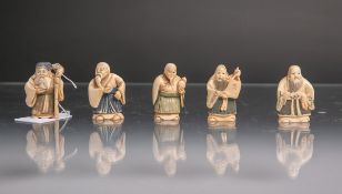 5-teiliges Netsuke-Konvolut (Japan, Alter unbekannt)