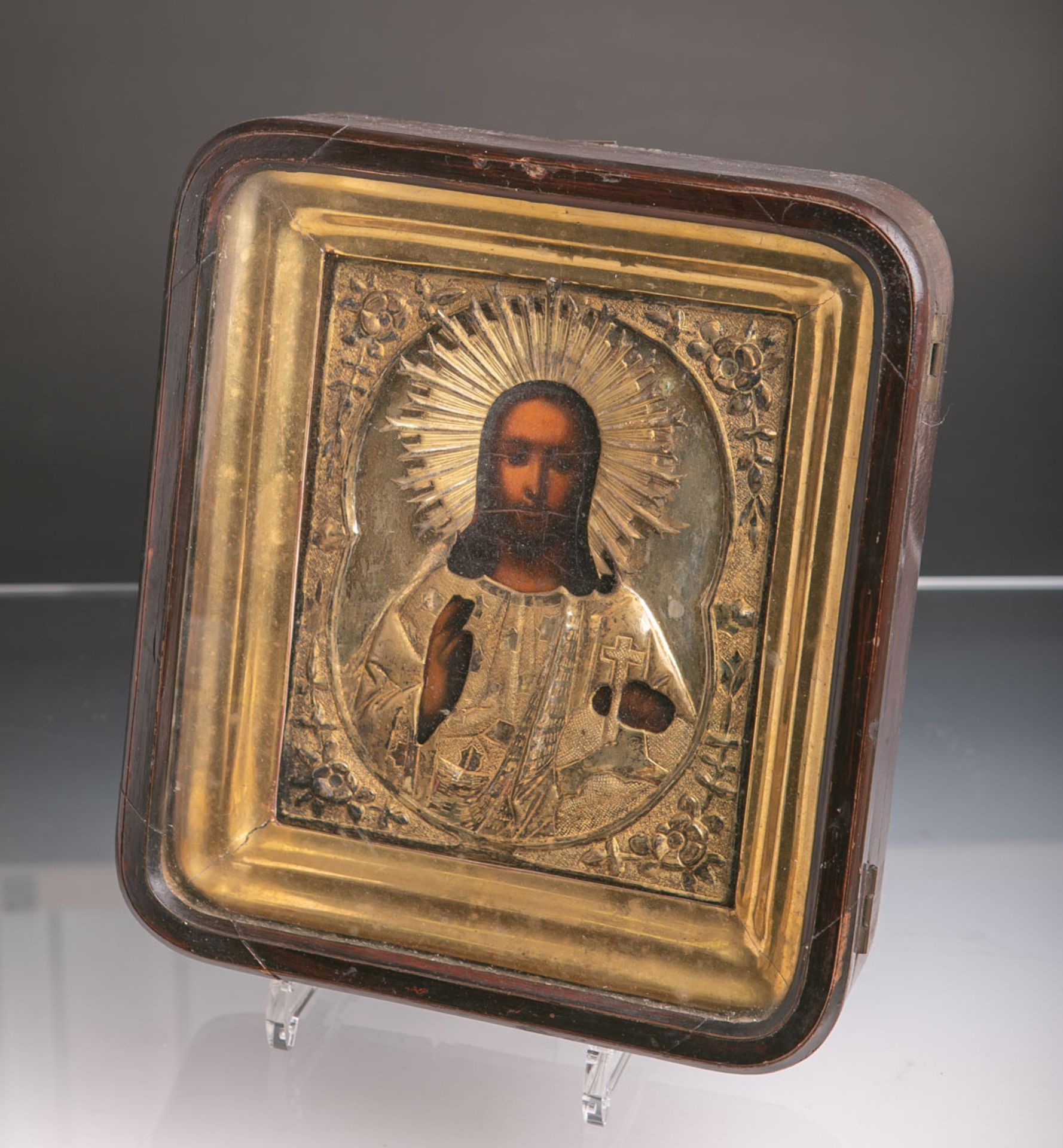 Ikone, Jesus als Pantocrator (wohl Russland, 19. Jh.)