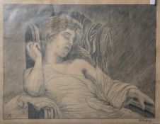 Gmehling, H. (wohl um 1900), Schlafende Schönheit in einem Ohrensessel