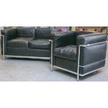 Sofa u. Sessel nach Le Corbusier, Modell "LC 2"