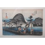 Hiroshige, Ando (1797 - 1858), "Hiratsuka: Nawate Road", aus der Serie "53 Stationen der Tokaido"