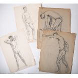 Unbekannter Künstler (20. Jh.), Konvolut von 4 männlichen Aktskizzen