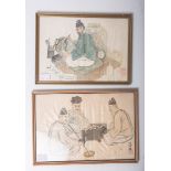 Unbekannter Künstler (wohl 18./19. Jh.), Konvolut von 2 chinesischen Malereien auf Stoff