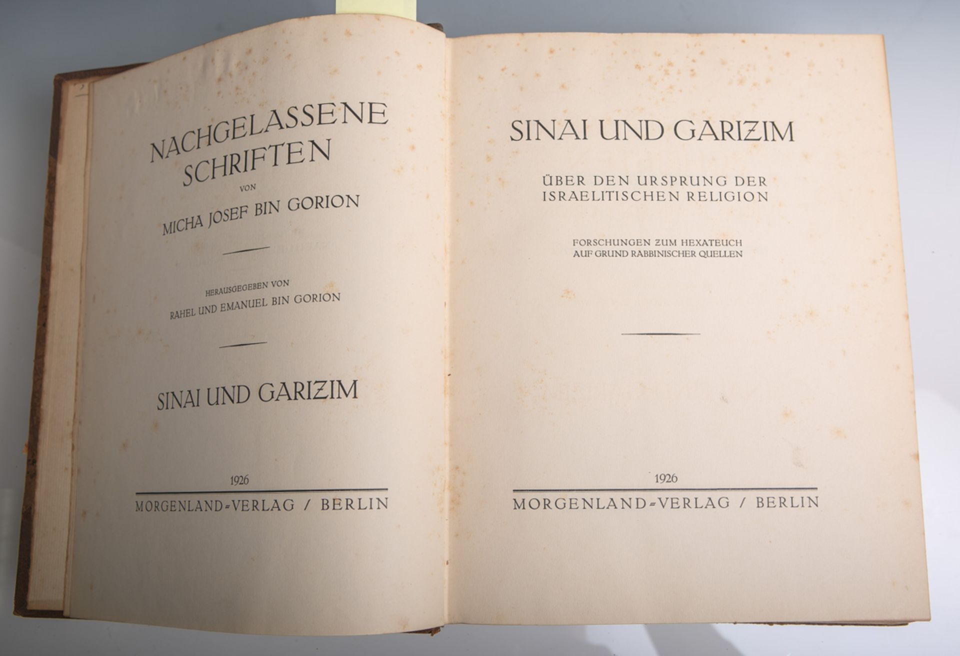 Bin Gorion, Rahel u. Emanuel (Hrsg.), Nachgelassene Schriften von Micha Josef Bin Gorion