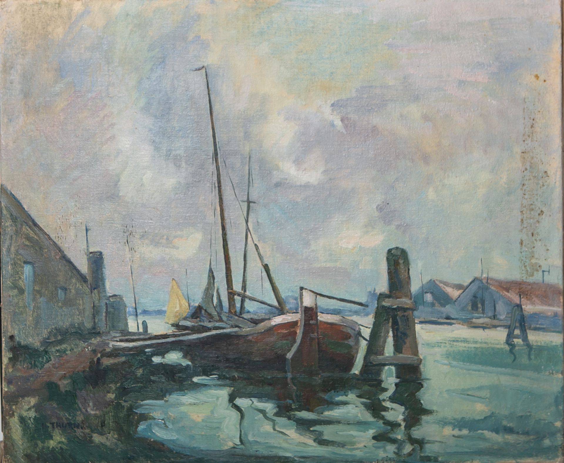 Thurn, H. (1889 - 1963), Segelboot im Hafen