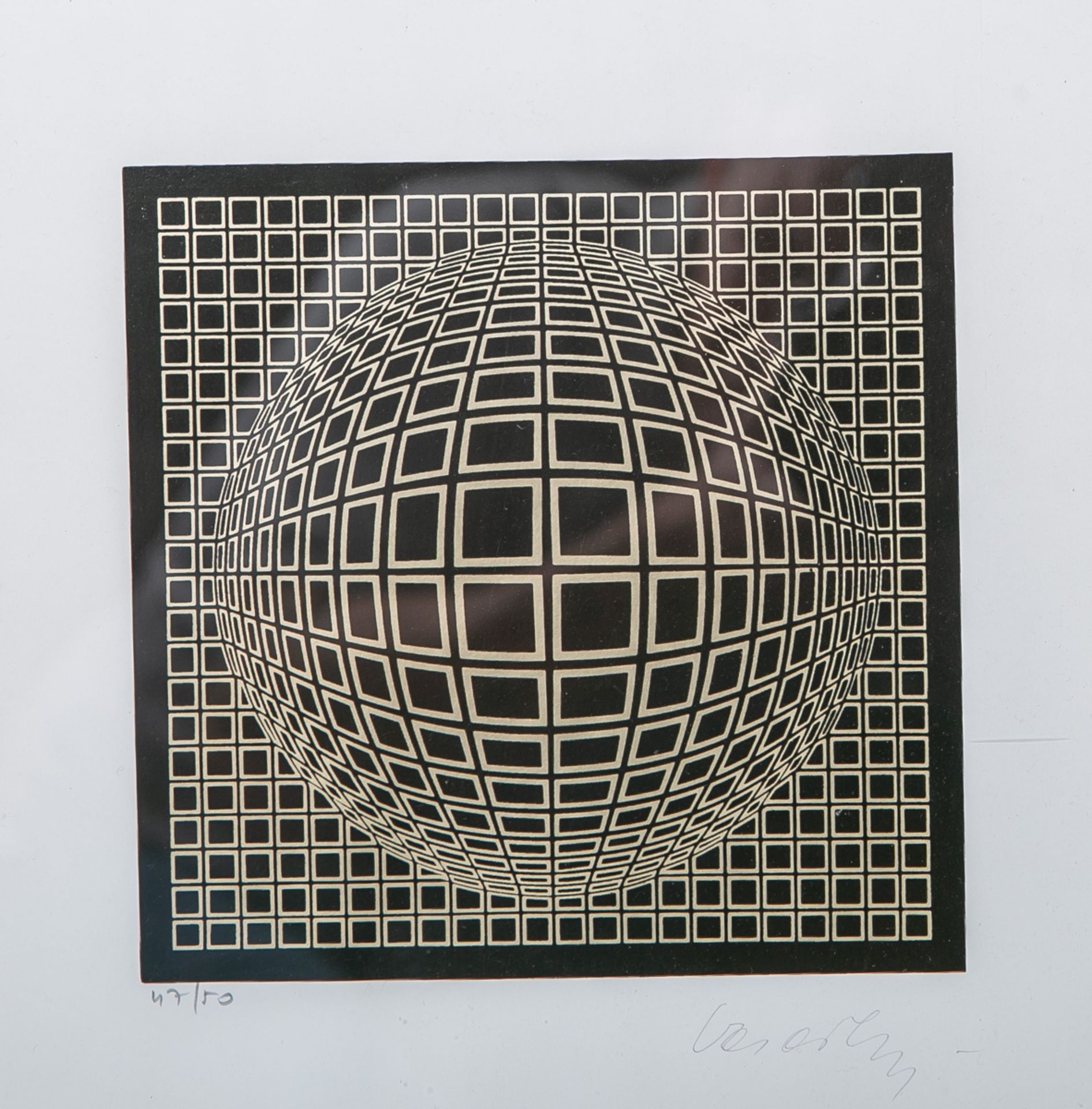 Vasarely, Victor (1906 - 1997), Geometrisches Muster in Schwarz u. Silber - Bild 2 aus 2