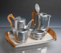 Tee-/Kaffeeservice aus Aluminium, (Picquot England, wohl 1950)