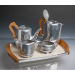 Tee-/Kaffeeservice aus Aluminium, (Picquot England, wohl 1950)