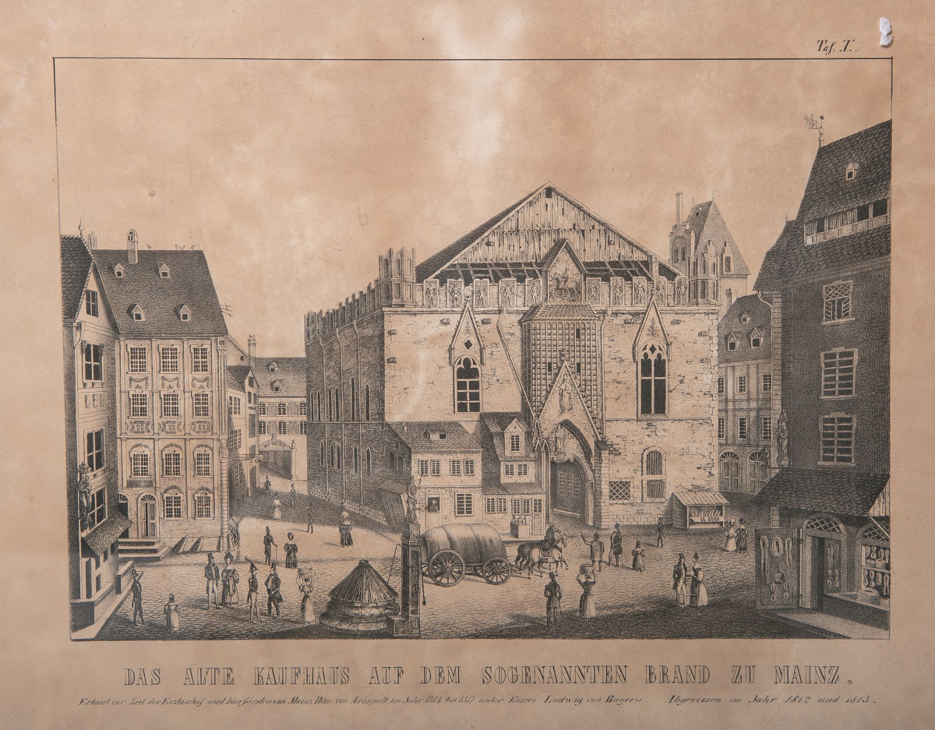 Wasserburg, Johann Dionysius Bernhard (1813 - 1885), "Das alte Kaufhaus auf dem sogenannten Brand zu