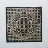 Vasarely, Victor (1906 - 1997), Geometrisches Muster in Schwarz u. Silber