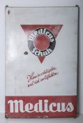 Emailleschild bzw. Werbeschild "Medicus Schuh" (1950er Jahre)