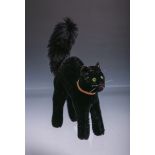 Stofftier (Steiff, wohl um 1950), schwarze Katze