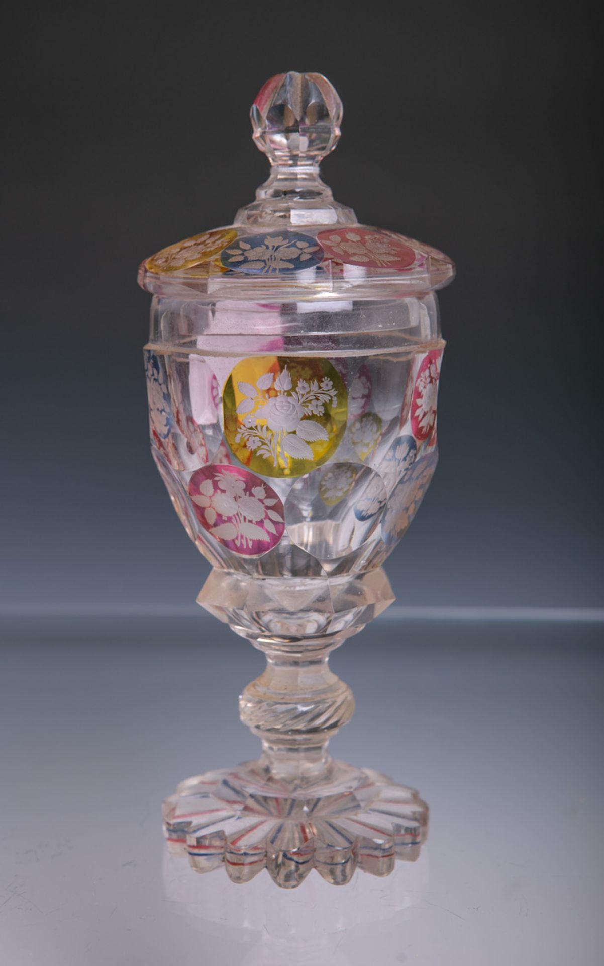 Kl. Deckelpokalglas (Biedermeier, um 1830-1850) - Bild 2 aus 2