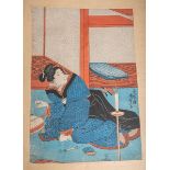 Kunisada I (1786-1865), Geisha mit Teetasse