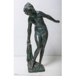 Unbekannter Künstler (20. Jh.), Gr. Bronzefigur eines Frauenaktes m. Handtuch