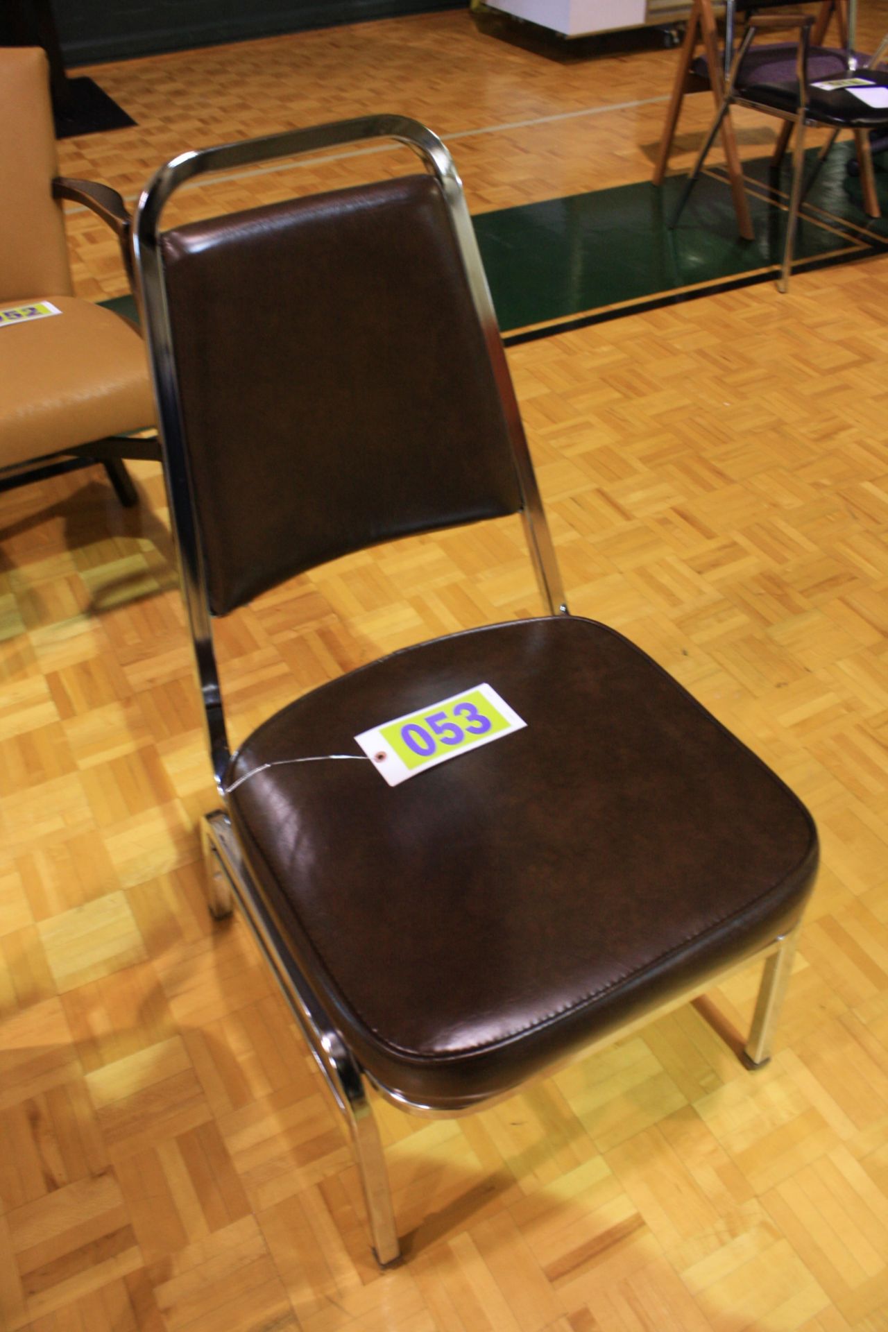 "Virco" Brown FAUX Leather & Chrome Chair