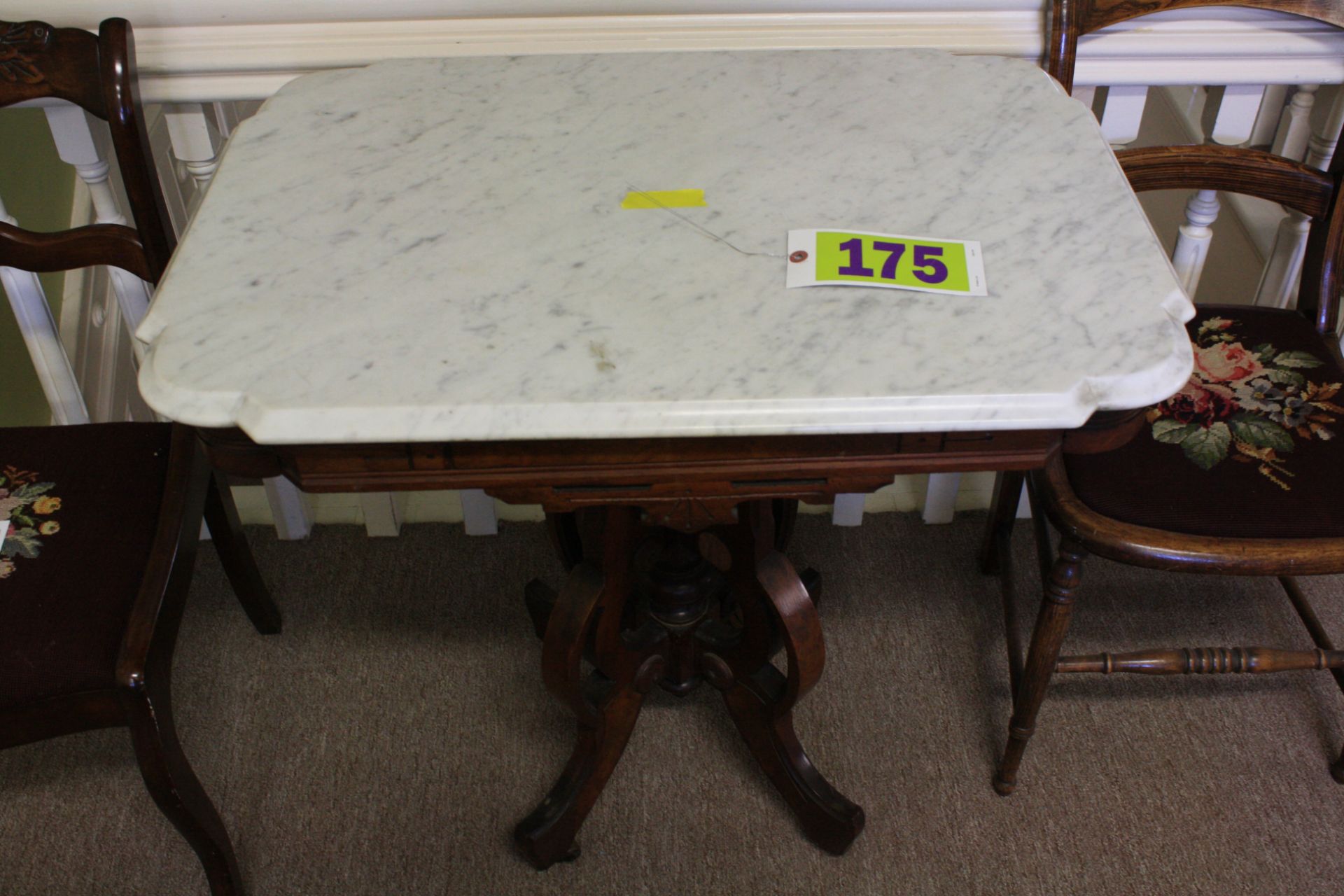 Antique Marble-Top Table 30.5"Wx21"Dx30"H