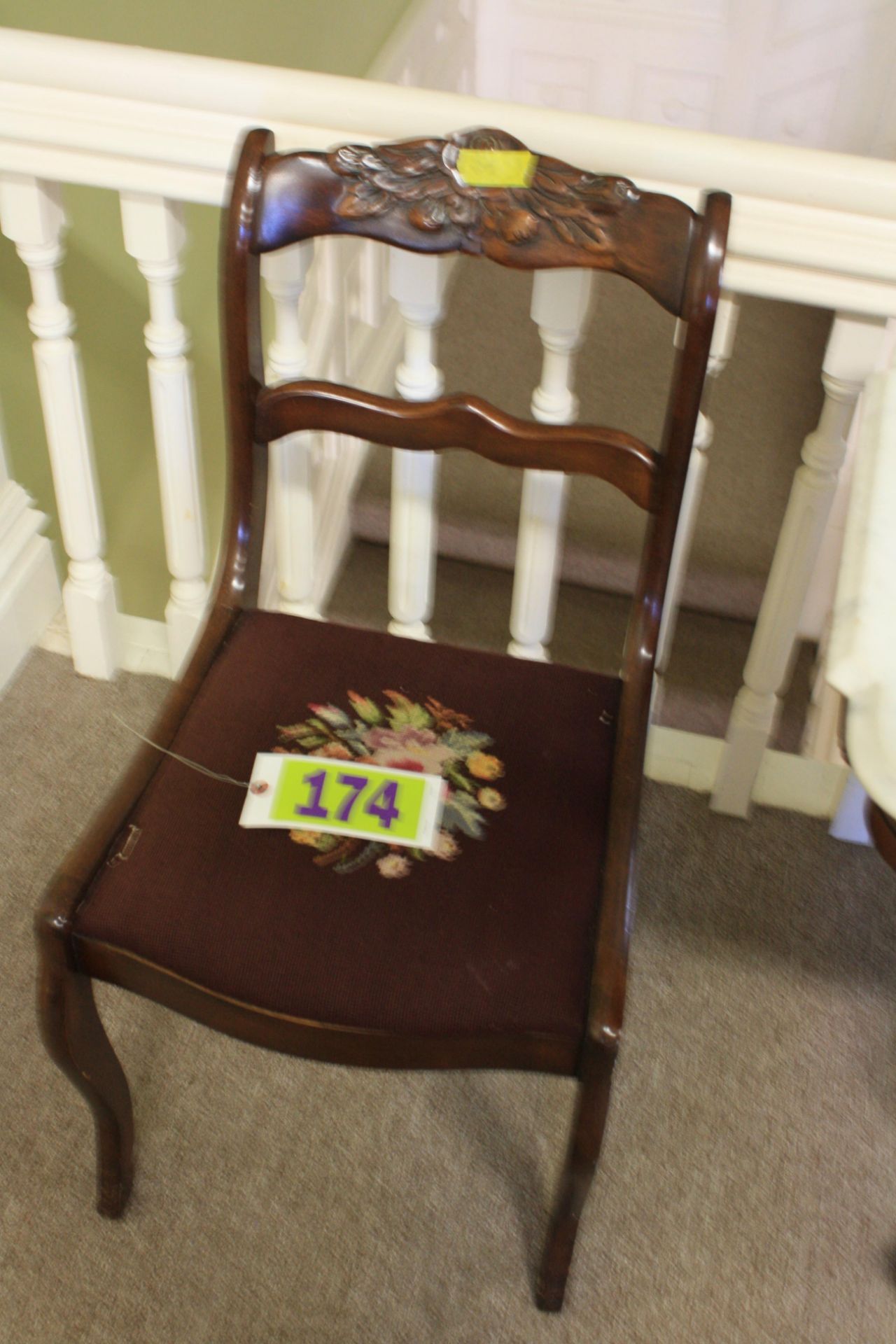 Antique Chair - Needlepoint Seat - Image 2 of 2