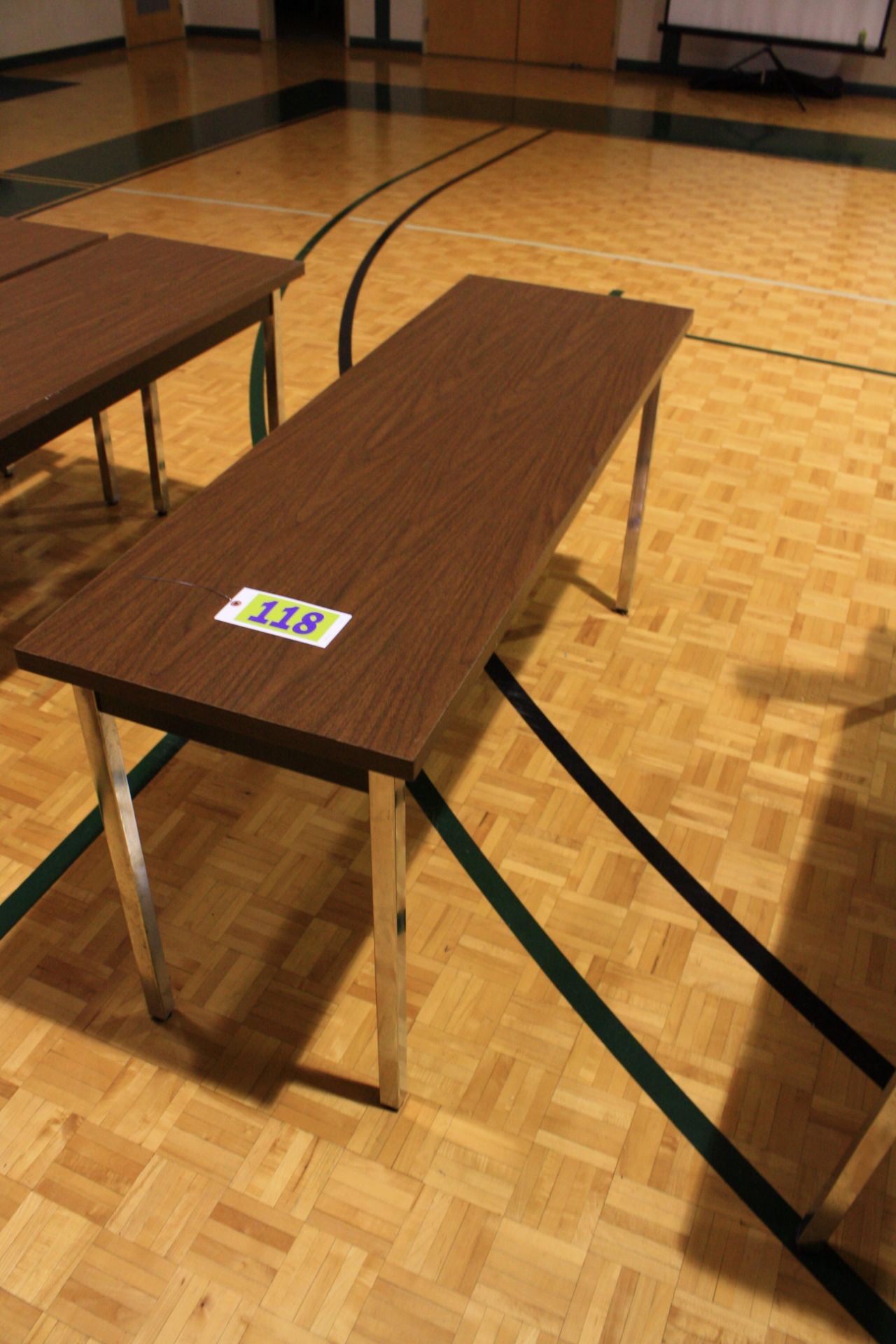 Woodgrain Table w/Chrome 5'x19.5x29H