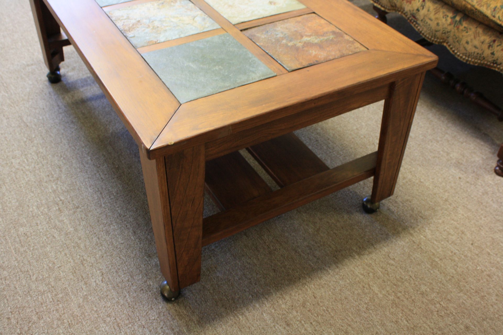 Coffee Table - 48"W x 28"D x 19"H, w/Stone Inlay - Image 3 of 3