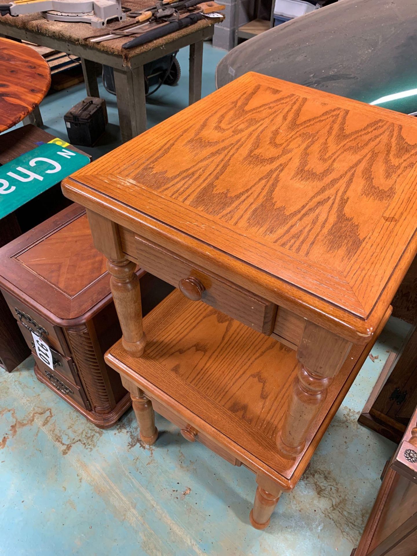 Oak Side Table (2), 3-Drawer Side Table - Image 2 of 3
