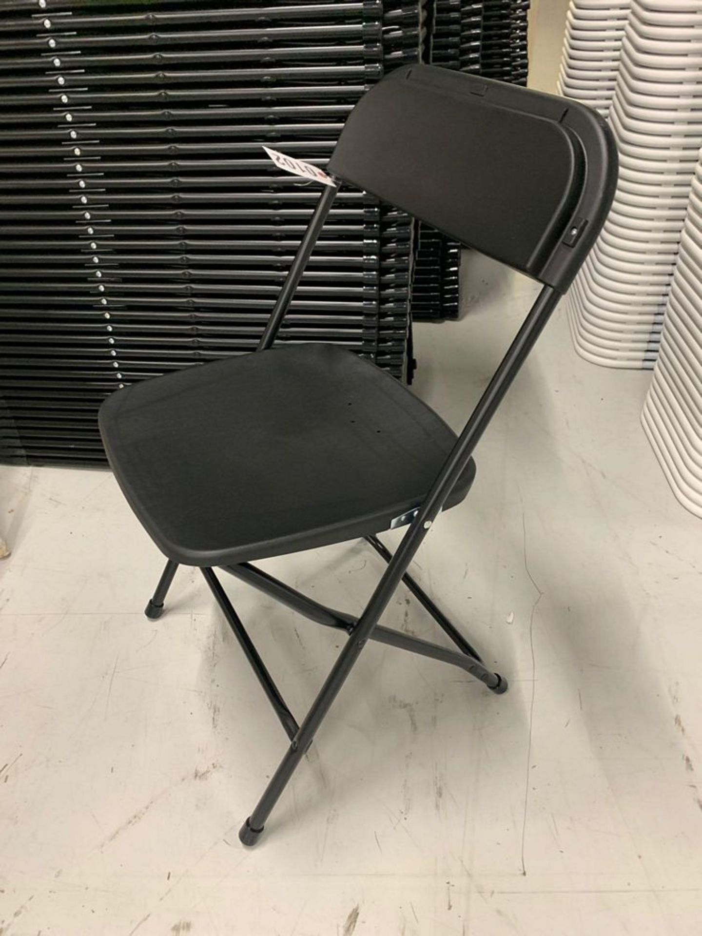 New Black Folding Chairs - Metal Frame Plastic