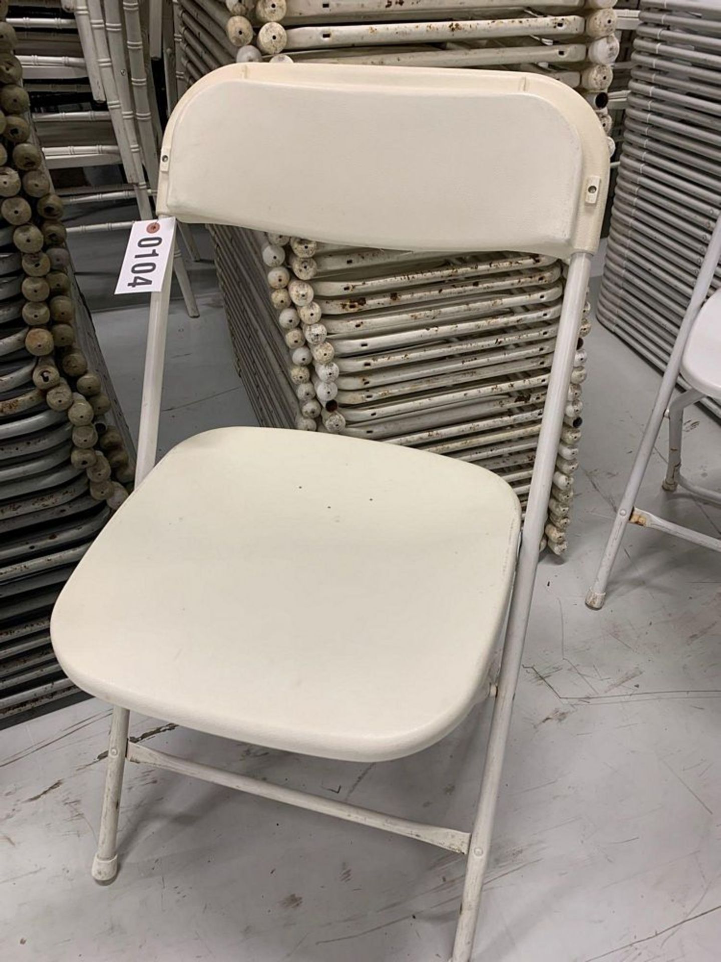 Used Off-White Folding Chairs - Metal Frame &