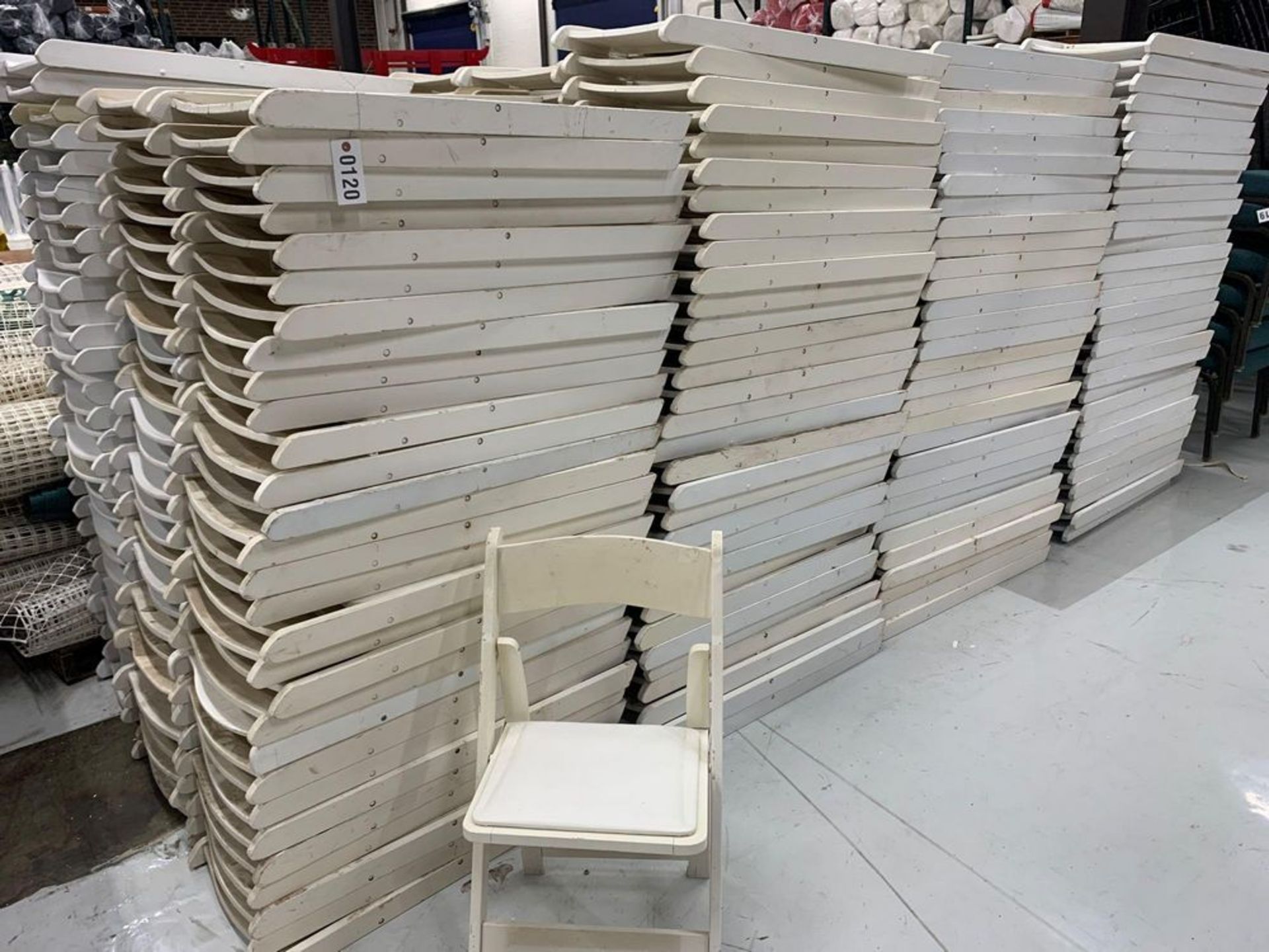 Used White Wood Folding Chair