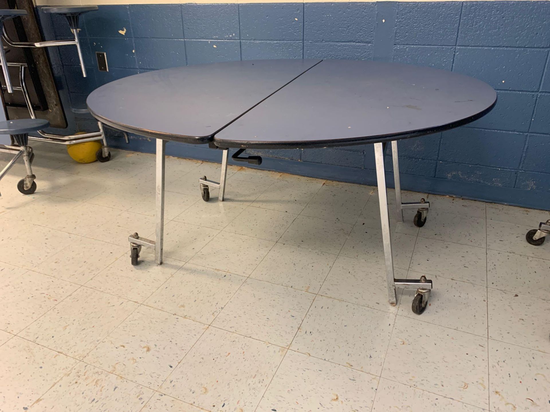 Folding 5' Diameter Dining Tables on Casters