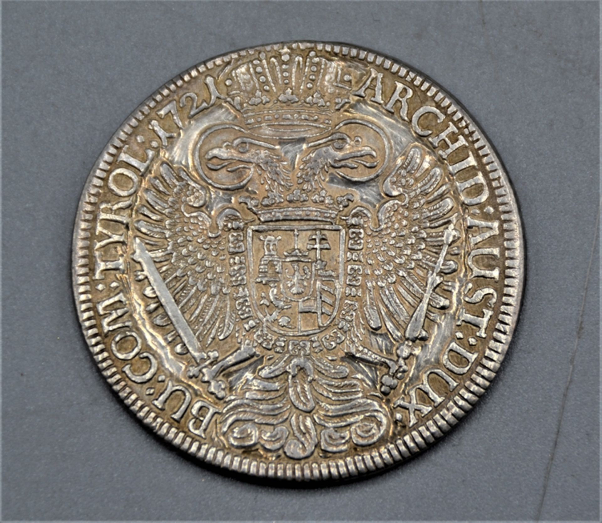 1 Taler 1721 Karl VI Habsburg Österreich römisch deutsches Reich, gestichelt, 28,7 g - Image 2 of 2