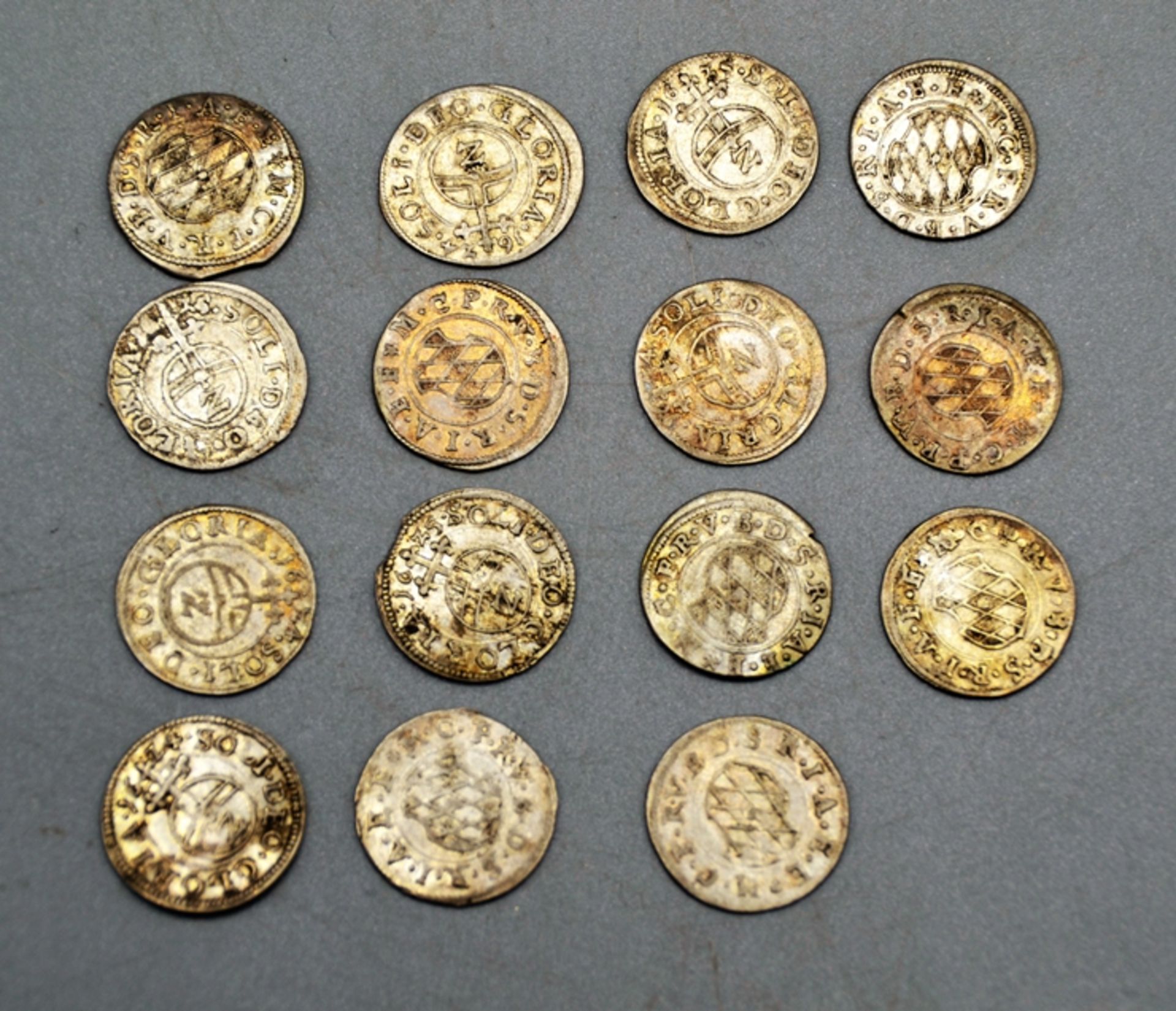 Konvolut 2 Kreuzer Münzen Maximilian I Bayern 15-teilig mit Jahreszahl