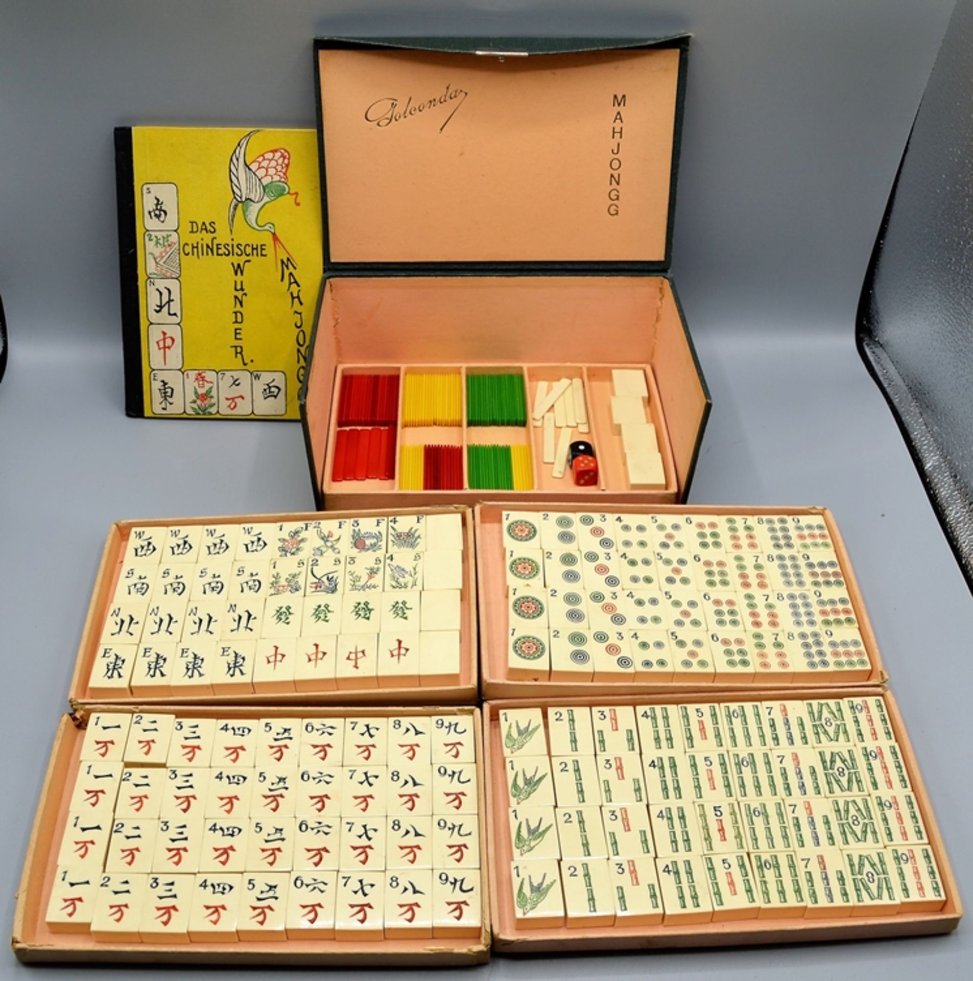 Golconda Mahjongg Spiel u. Anleitungsbuch von 1924, nicht auf Vollständigkeit geprüft