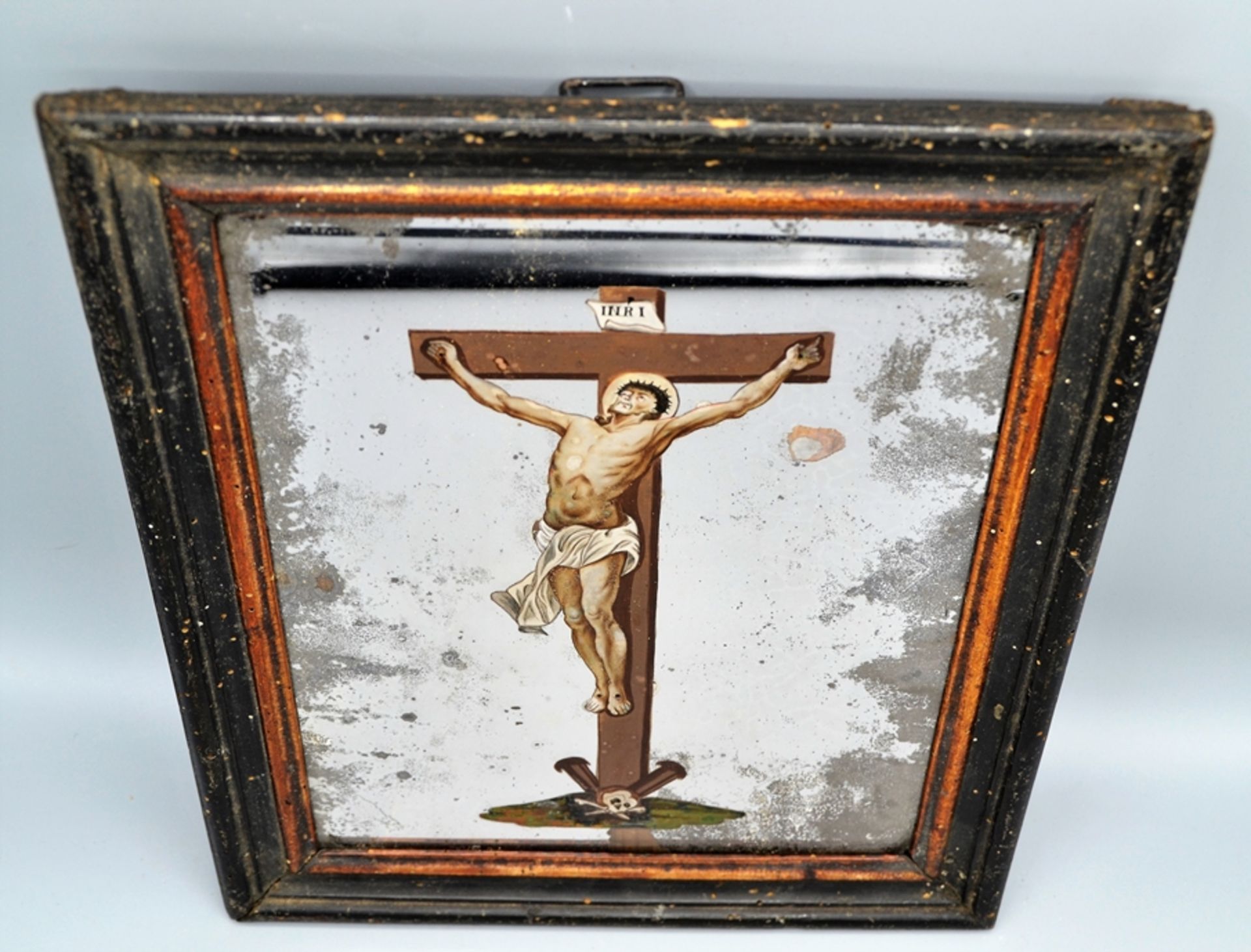 Nonnenspiegel Jesus am Kreuz um 1780, ca. 31 x 26 cm