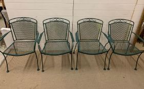 Four metal garden chairs